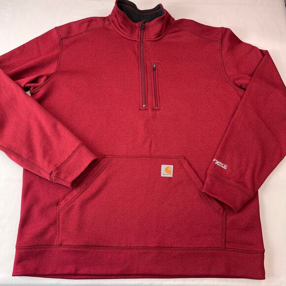 Carhartt Force Red 1/4 Zip Fleece lined sweatshirt men’s size XL Relaxed Fit - Picture 1 of 6
